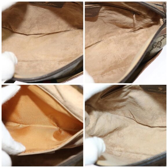 GUCCI GG Supreme Web Sherry Line Shoulder Bag PVC Beige Gold Red Auth ep9570 - Picture 14 of 15